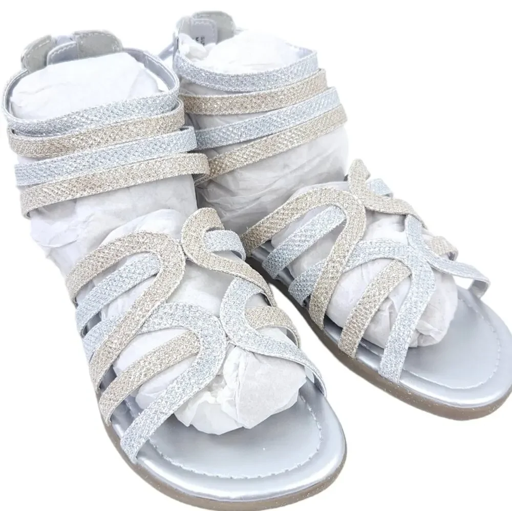 NEW Children's Place Silver Gold Sandals Size 2 Summer Shoes